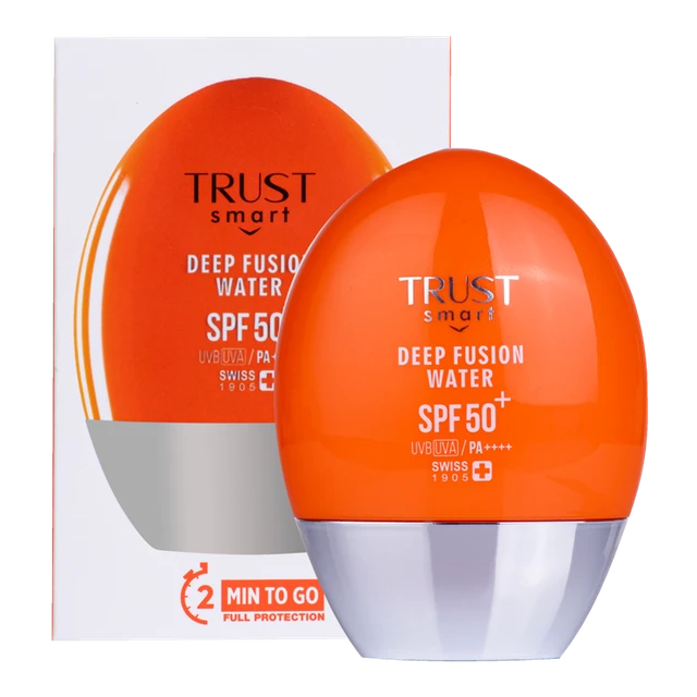 کرم ضدآفتاب دیپ فیوژن واترجهت استفاده صورت دورچشم فوق العاده سبک فاقد چربی مات ضد پیری ومرطوب کننده مناسب انواع پوست وهمه سنین 5سال به بالای برند تراست